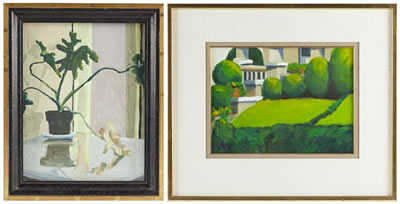 Two Works--"Front Yard" AND Philodendron" (Plant on Table) by Lucy Spencer - Auction record, sale price, and art valuation. Compare with similar artists and explore comparable artworks.