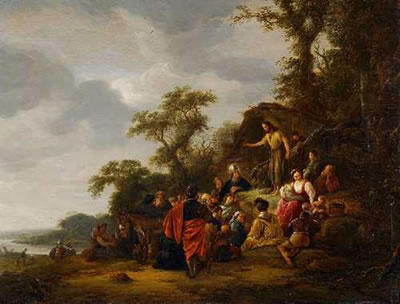 DIE PREDIGT JOHANNES DES TÄUFERS by Jacob De Wet - Auction record, sale price, and art valuation. Compare with similar artists and explore comparable artworks.