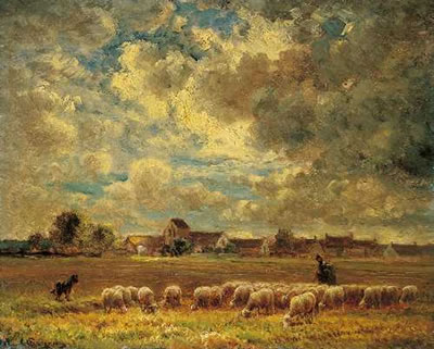 LANDSCHAFT MIT SCHAFHERDE