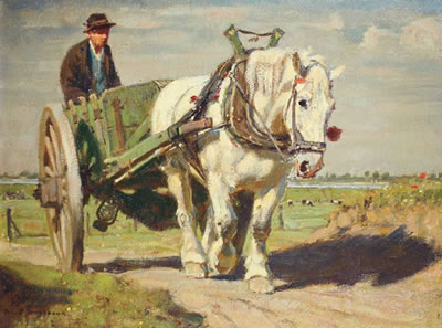 PFERDEWAGEN MIT SCHIMMEL