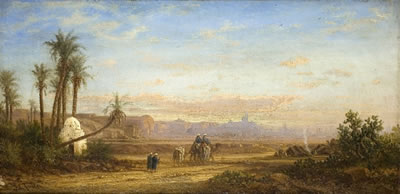 NORDAFRIKANISCHE LANDSCHAFT MIT KARAWANE