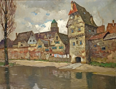STADTANSICHT AN EINEM FLUSSLAUF
