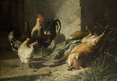 TOTER FUCHS UND HÜHNER by Johann Baptist Hofner - Auction record, sale price, and art valuation. Compare with similar artists and explore comparable artworks.