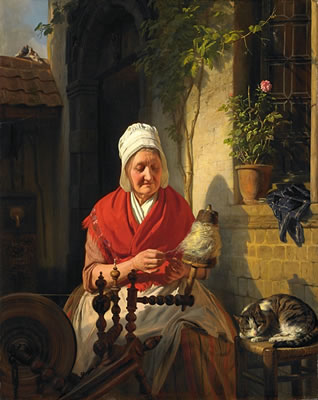 ALTE FRAU AM SPINNRAD