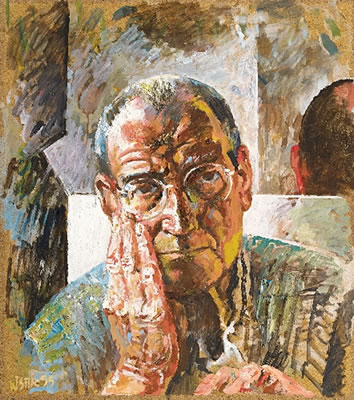 Portrait of Willi Sitte: SELBSTPORTRÄT MIT HAND (SELF-PORTRAIT WITH HAND)