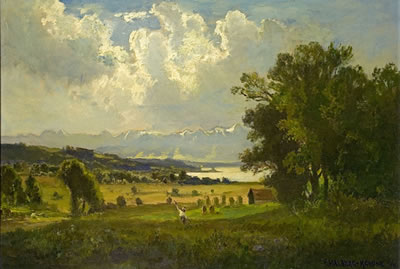 BAYERISCHE SOMMERLANDSCHAFT MIT JÄGER