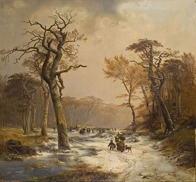 WINTERLANDSCHAFT MIT EISLÄUFERN