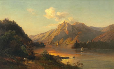 NONNENWERTH AT THE DRACHENFELS WITH ROLANDSBOGEN by John Robinson Tait - Auction record, sale price, and art valuation. Compare with similar artists and explore comparable artworks.