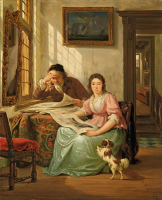 INTERIEUR WITH ART COLLECTOR AND HIS WIFE