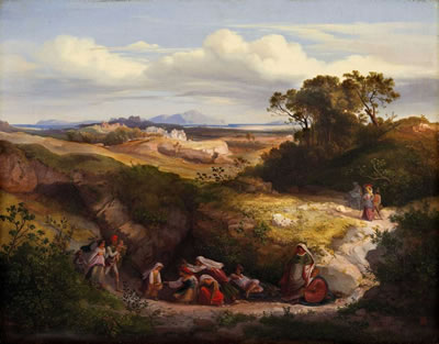 LANDSCAPE IN THE CAMPAGNA WITH STAFFAGE