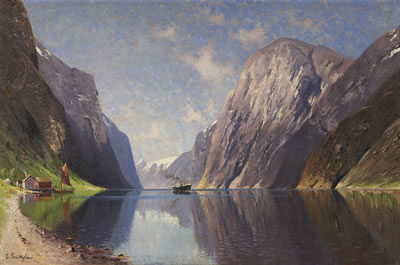 FJORD WITH STEAMER by Elisabeth Gruttefien Kiekebusch - Auction record, sale price, and art valuation. Compare with similar artists and explore comparable artworks.