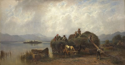 HAYHARVEST AT THE CHIEMSEE by Robert August Rudolf Schietzold - Auction record, sale price, and art valuation. Compare with similar artists and explore comparable artworks.