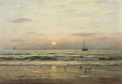 COASTAL LANDSCAPE WITH SUNSET