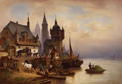 A STAGE COACH AT A HARBOUR IN POMERANIA