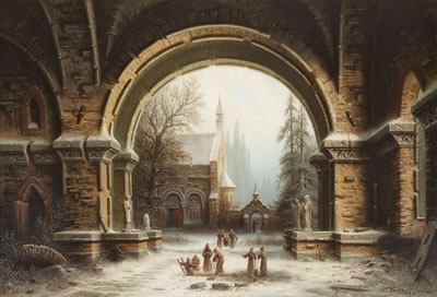 MONASTERY GARDEN IN THE SNOW