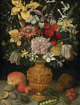 STILL LIFE OF FLOWERS IN A MANNERIST VASE; STILL LIFE OF FLOWERS IN A GLASS VASE (2)