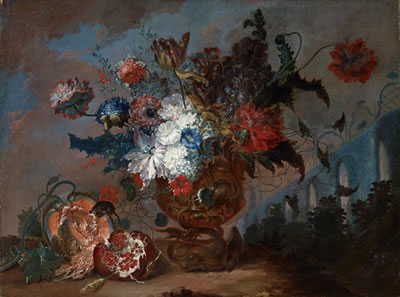 TWO FLOWER AND FRUIT STILL LIFES (2)