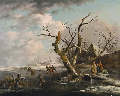 WINTER LANDSCAPE WITH SKATERS