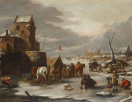 WINTER LANDSCAPE WITH GOLF PLAYERS by Dirk Maes - Auction record, sale price, and art valuation. Compare with similar artists and explore comparable artworks.