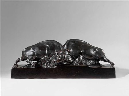 Zwei kämpfende Bisons by Franz Barwig - Auction record, sale price, and art valuation. Compare with similar artists and explore comparable artworks.