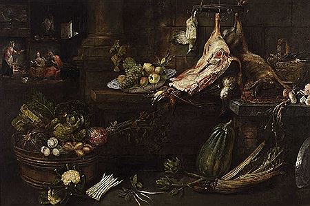 A KITCHEN STILL LIFE WITH CHRIST, MARY AND MARTHA