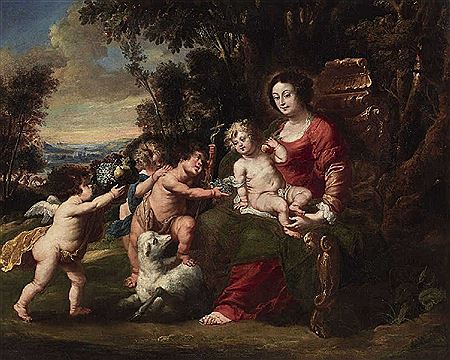 THE VIRGIN WITH CHILD, THE INFANT JOHN THE BAPTIST AND PUTTI