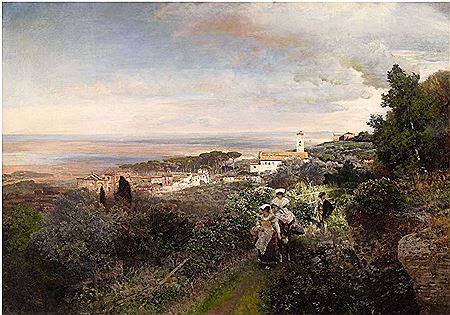 THE FOOTPATH FROM ARICCIA TO ALBANO WITH VIEW ON THE ROMAN CAMPAGNA
