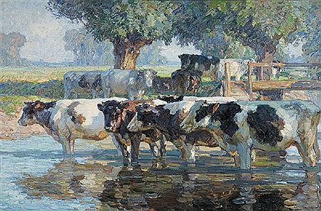 CATTLE AT THE WATER TROUGH