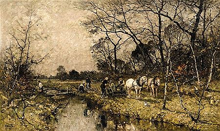 AUTUMN LANDSCAPE WITH PEASANTS by Ludvig Munthe - Auction record, sale price, and art valuation. Compare with similar artists and explore comparable artworks.