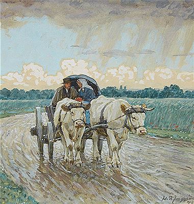 An Ox Cart in the Rain