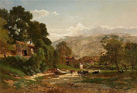 River Landscape with Cow Herds