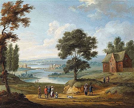 A River Landscape with a Bridge