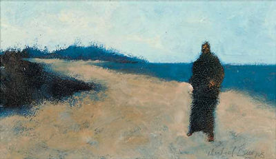 Untitled-Man on the Beach by Michael Burns - Auction record, sale price, and art valuation. Compare with similar artists and explore comparable artworks.