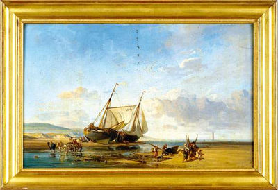 RETOUR DE PÊCHE ET RÉPARATION DES BATEAUX, LE SOIR EN NORMANDIE