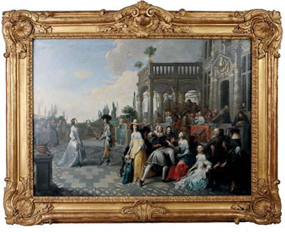 Sample artwork by Hieronymus (Den danser) Janssens (1624 - 1693), known for interior genre scenes of elegant persons, musicians, churches, palaces - View similar artists and auction records