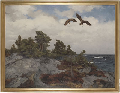 Havsörnar med byte, motiv fran Torö by Rolf Mellstrom - Auction record, sale price, and art valuation. Compare with similar artists and explore comparable artworks.