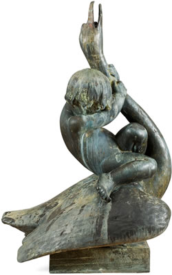 "Gosse lekande med svan" (Young boy playing with swan)