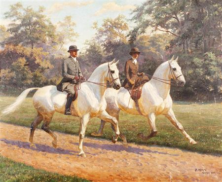 Untitled (Equestrian Scene) by Oskar Merte - Auction record, sale price, and art valuation. Compare with similar artists and explore comparable artworks.