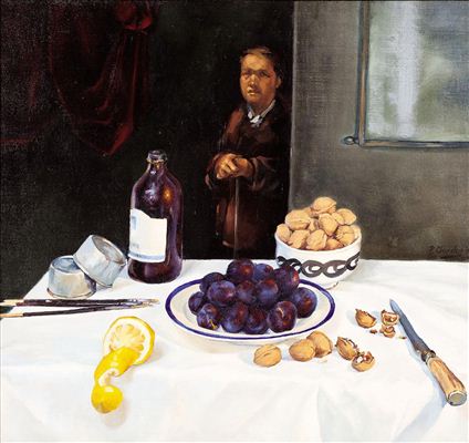 Portrait of Peter Churcher: Self-Portrait with Plums