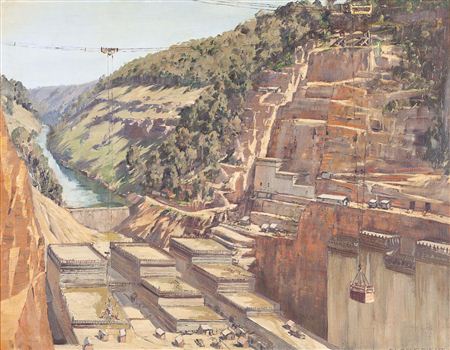 Building the Warragamba Dam by Alan Robert Colquhoun Grieve - Auction record, sale price, and art valuation. Compare with similar artists and explore comparable artworks.