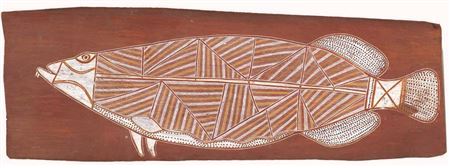 Barramundi Dreaming by England Bangala - Auction record, sale price, and art valuation. Compare with similar artists and explore comparable artworks.