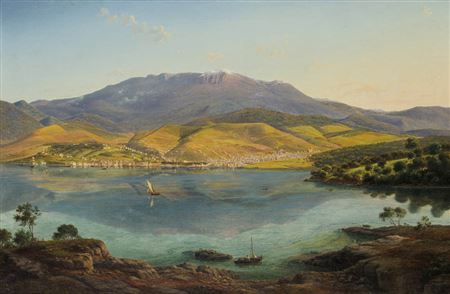 View of Hobart Town, with Mount Wellington in the Background 1856
