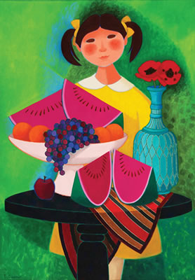 Girl with watermelons