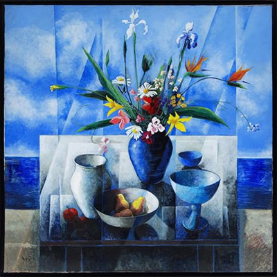 Bodegón azul by Vicente Gandia - Auction record, sale price, and art valuation. Compare with similar artists and explore comparable artworks.