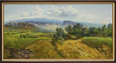 Paisaje "Cordillera del Tepozteco desde la Hacienda de Attihuacan, Mor."