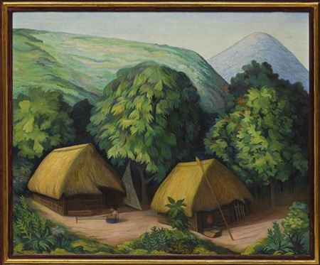 Paisaje con chozas
