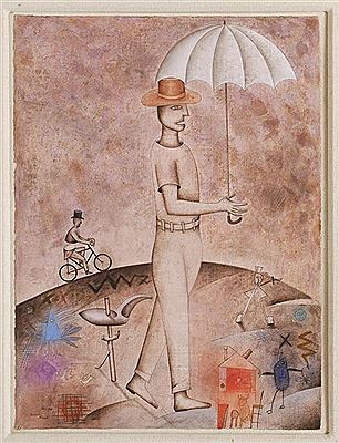 Personaje con sombrilla
