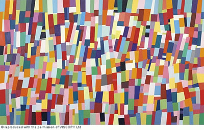 Sample artwork by Melinda Harper (Born 1965), known for high color, psychedelic geometric form painting - View similar artists and auction records