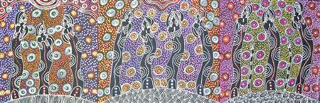 Dreamtime Sister's by Cindy Wallace - Auction record, sale price, and art valuation. Compare with similar artists and explore comparable artworks.