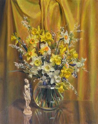 Still Life with Daffodils by Reginald Campbell - Auction record, sale price, and art valuation. Compare with similar artists and explore comparable artworks.